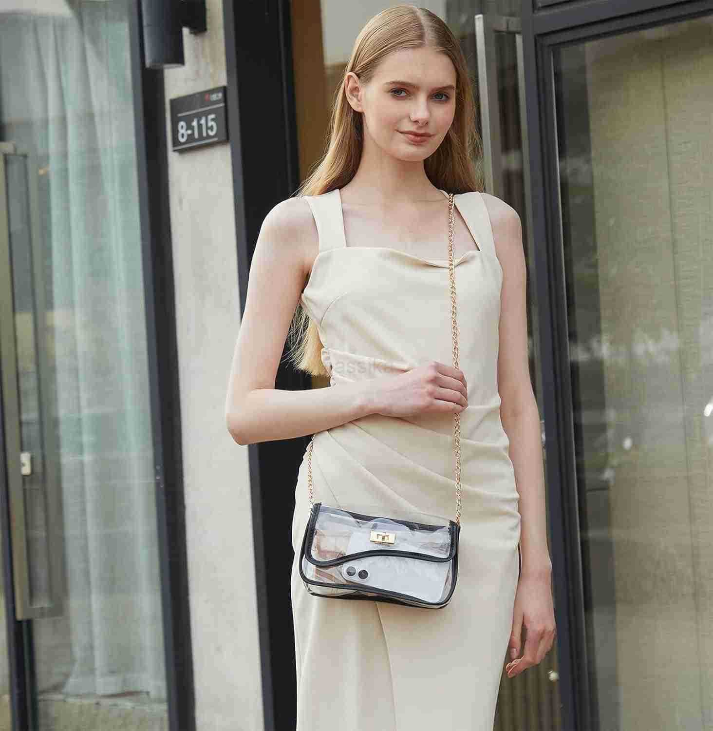 Clear Bag Stadium Event Concert Approved Transparent Clear Crossbody Purse Shoulder Bag for Women M250910