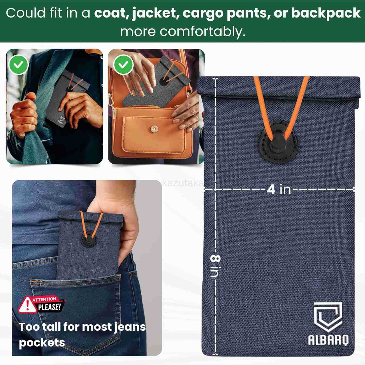 Faraday Bags for Phones Blocker Case for Cell Phone Size 8in x 4in Fits All Smartphones Anti Shield Sleeve Pouch Cover Faraday Fabric SmartDot 5G RF C
