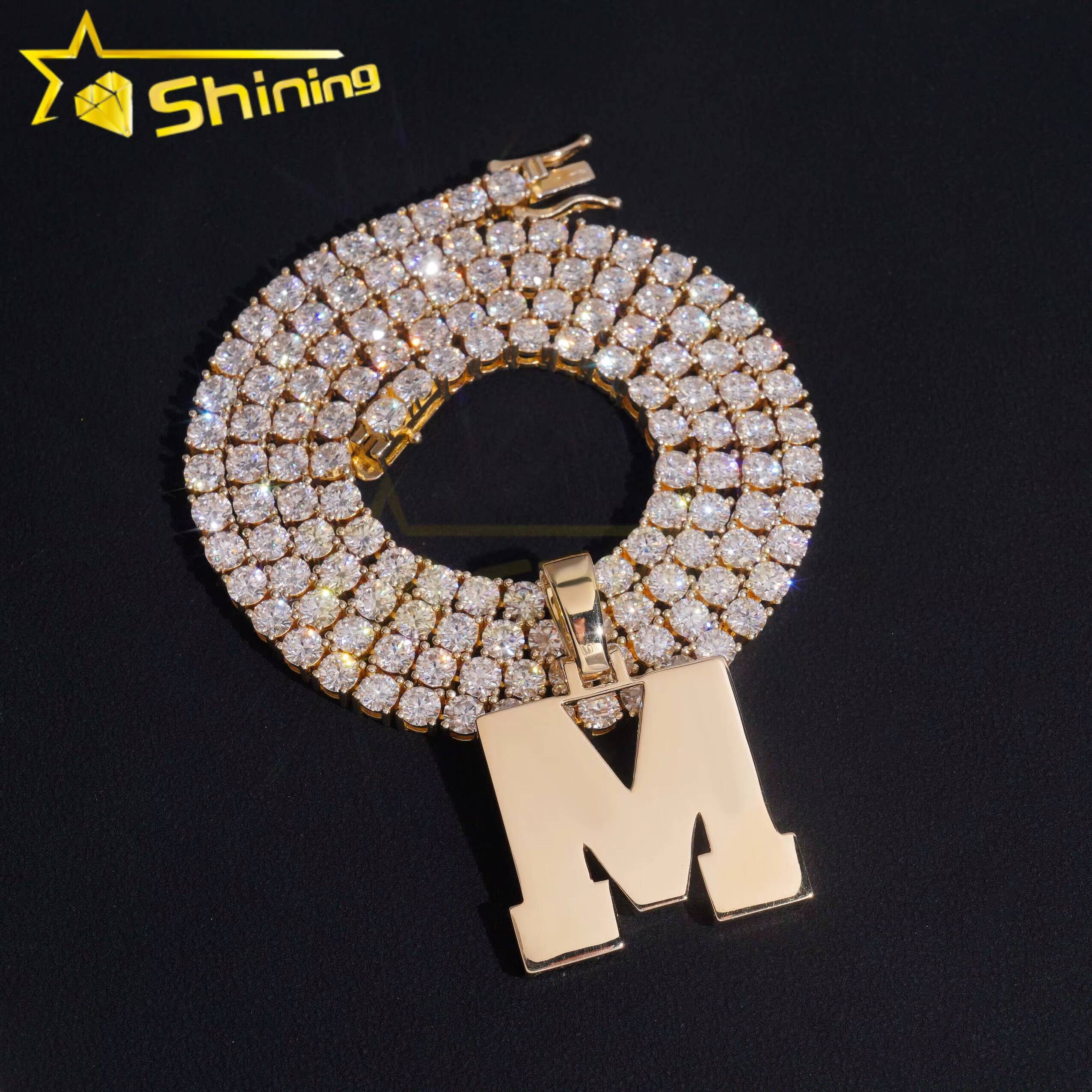 Custom Made Hip Hop Jewelry 10K 14K 18K Real Gold Lab Diamond Iced Out Hip Hop Initial Pendant HighEnd Hand Setting Jewelry