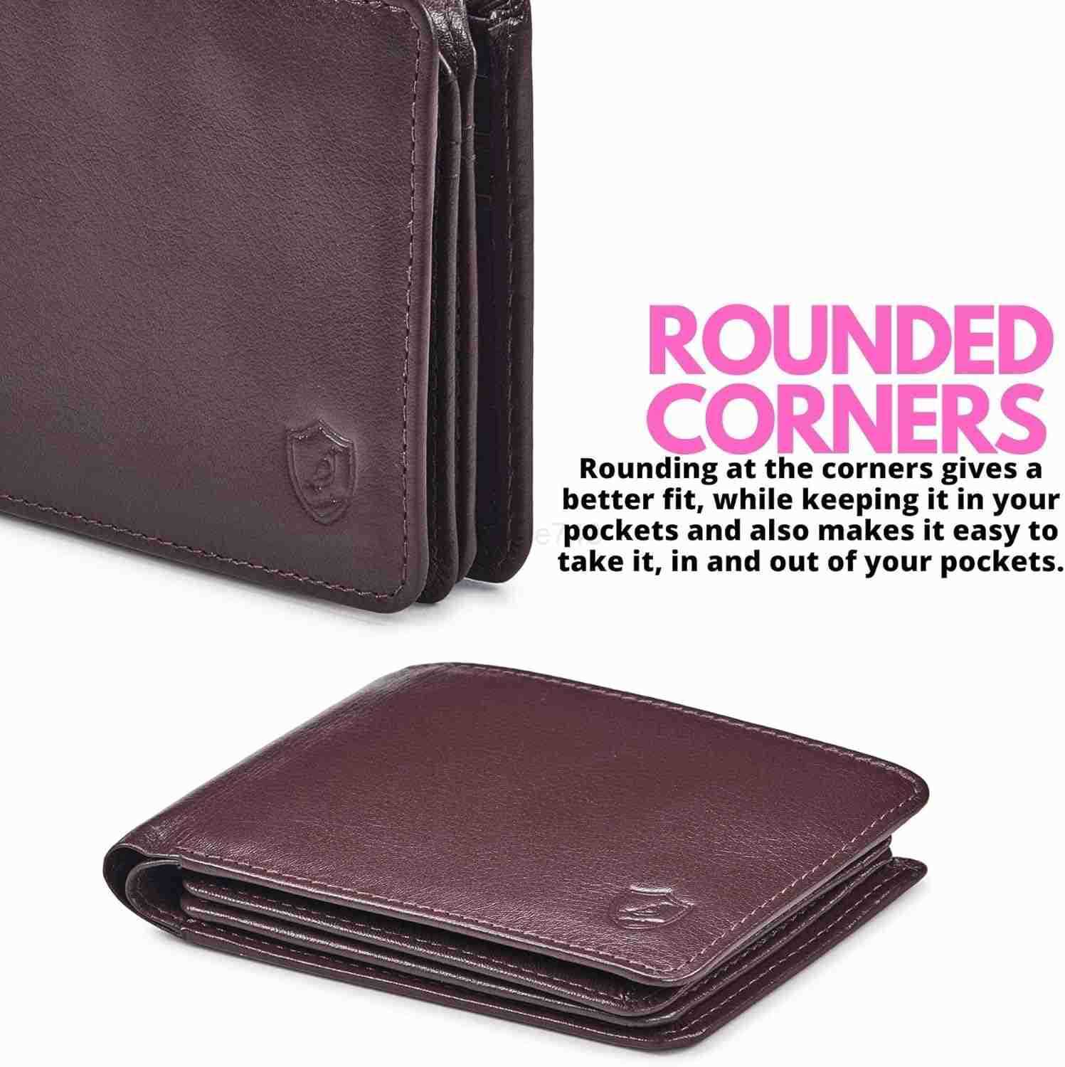 Mens Wallet Real Leather Bifold RFID Blocking High Capacity Card Case with 2 ID Window in Gift Box Crazy Horse BlackZ250910