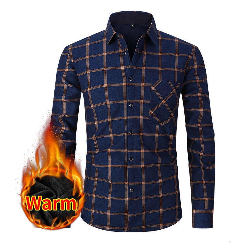 European American style casual thick warm for men, long sleeve plus size autumn and winter shirt 2025 new versatile fashion clothing