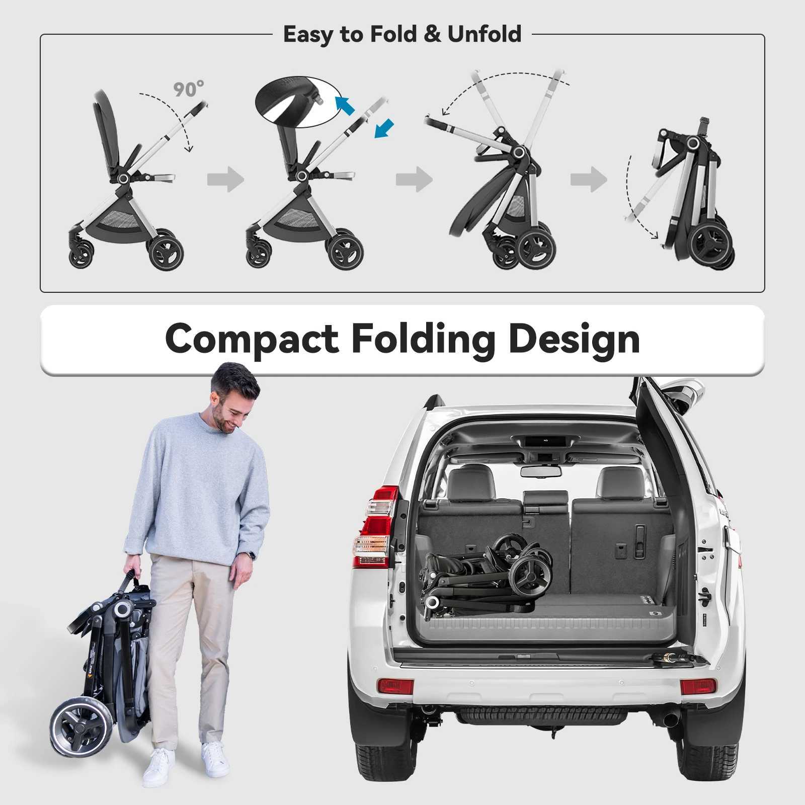 EMU Reversible Baby Stroller with Reversible Seat FullSize Infant Stroller with Full Recline Cockpit Compact Foldable Pram Carr W250910