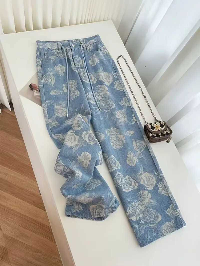 European and American high street straight tube slim women high waist jeans punk fashion popular drag pant casual wide leg pants Z250910