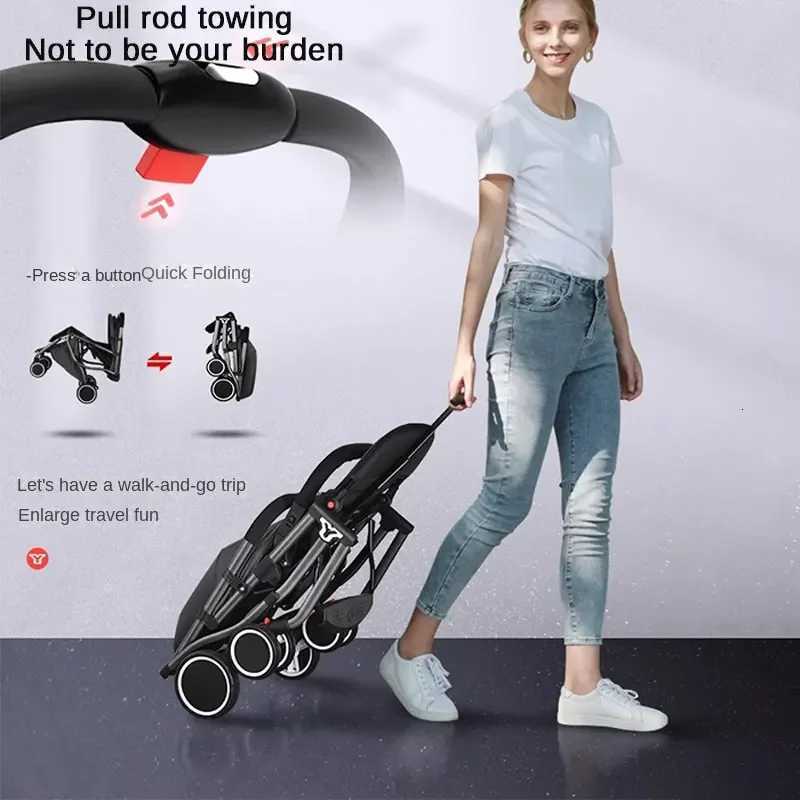 OneTouch Folding to Board the Baby Stroller Lightweight FourWheel Shock Sitting and Lying Down OneWay Push Newborn Stroller W250910