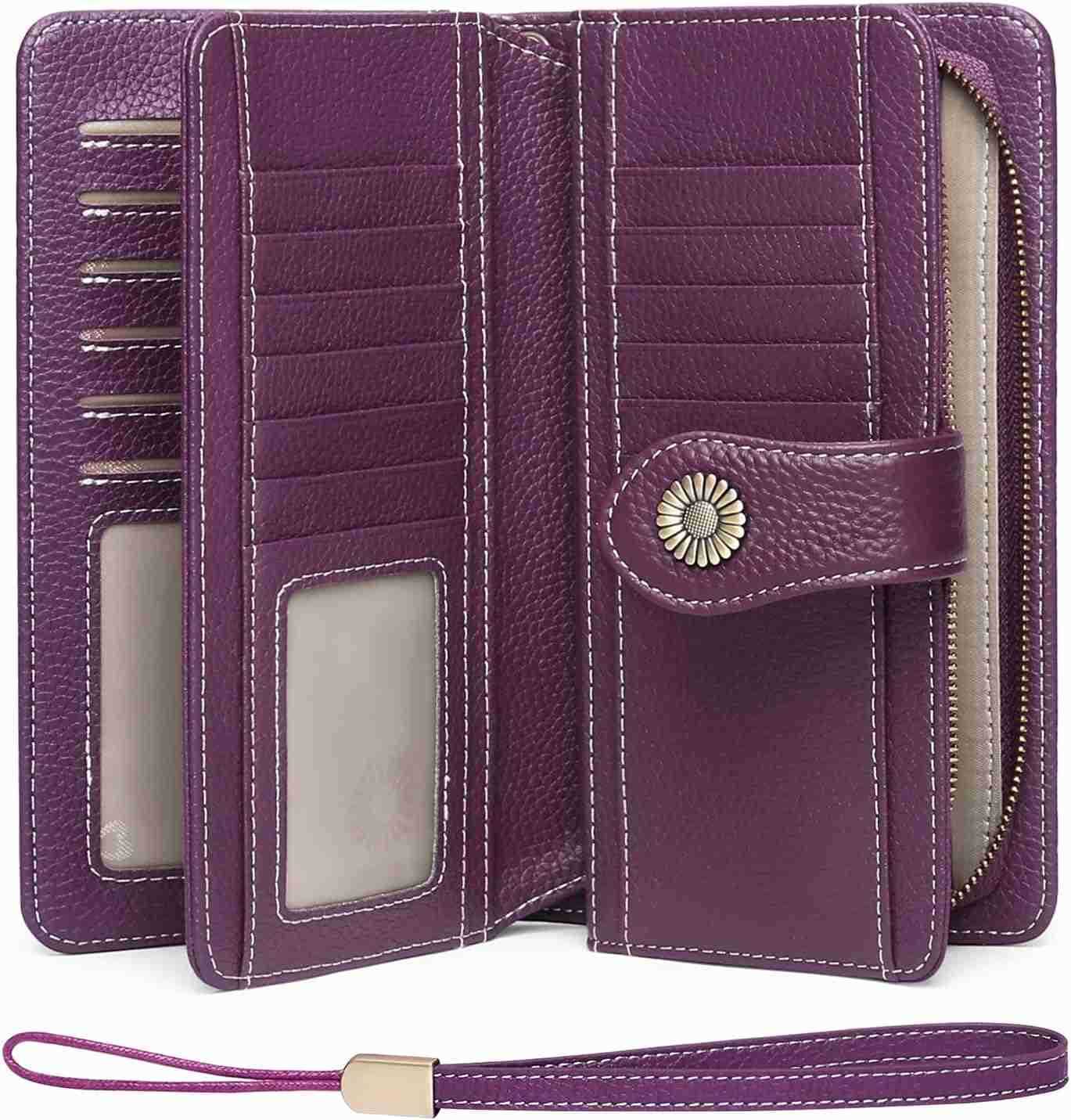 Women Genuine Leather Wallet Large Capacity Bifold RFID Blocking Card Holder with Zipper Coin PocketZ250910