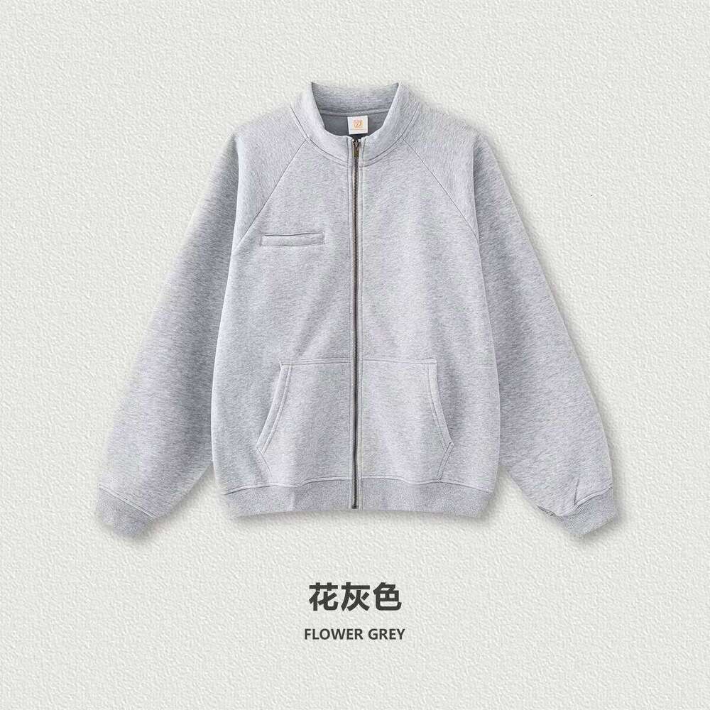 Logo Printed Heavy High-Quality Wool Oversized Zipper Hoodie