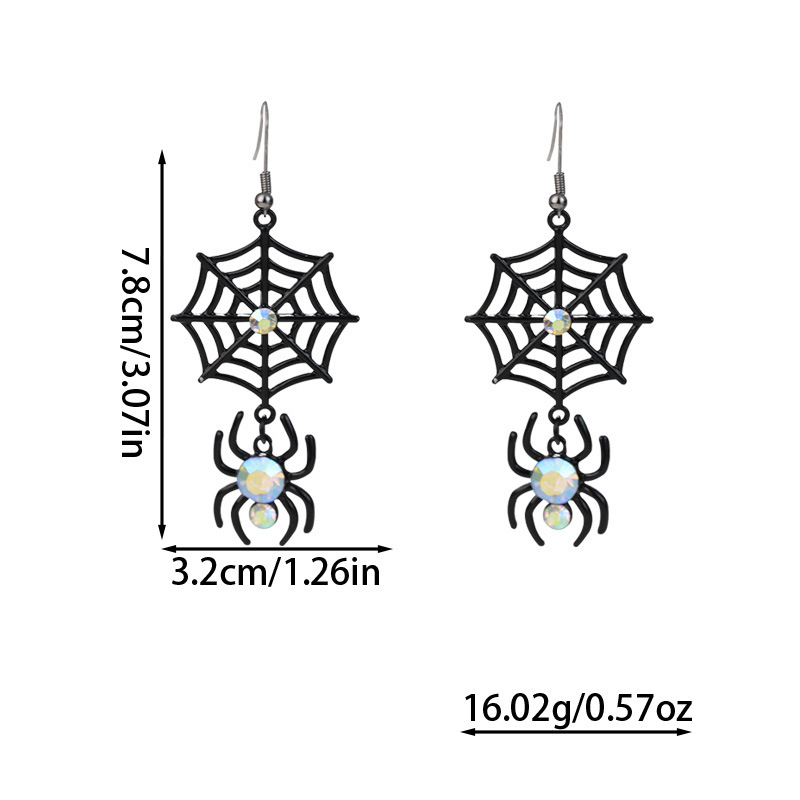 Gothic Bat Spider Dangle Earrings for Women Halloween Party Horror Drop Earrings with Skull Ghost Charm
