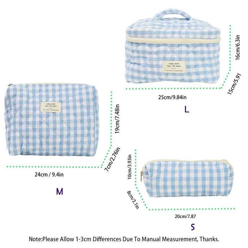 1pc Checkered Cosmetic Bag Large Travel Multicolored Plaid Makeup Storage Toiletry Bag Girls Cosmetic Bag Sanitary Cotton BagXJ250910