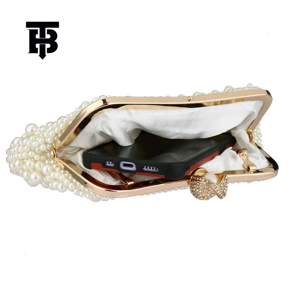 TB BHULAMTE Evening Bag Simple And Versatile, White Pearl Beaded Luxury Bag Luxury Handbag Tote Bag Wedding Shoulder Bag Ladies' Banquet Bag Luxu