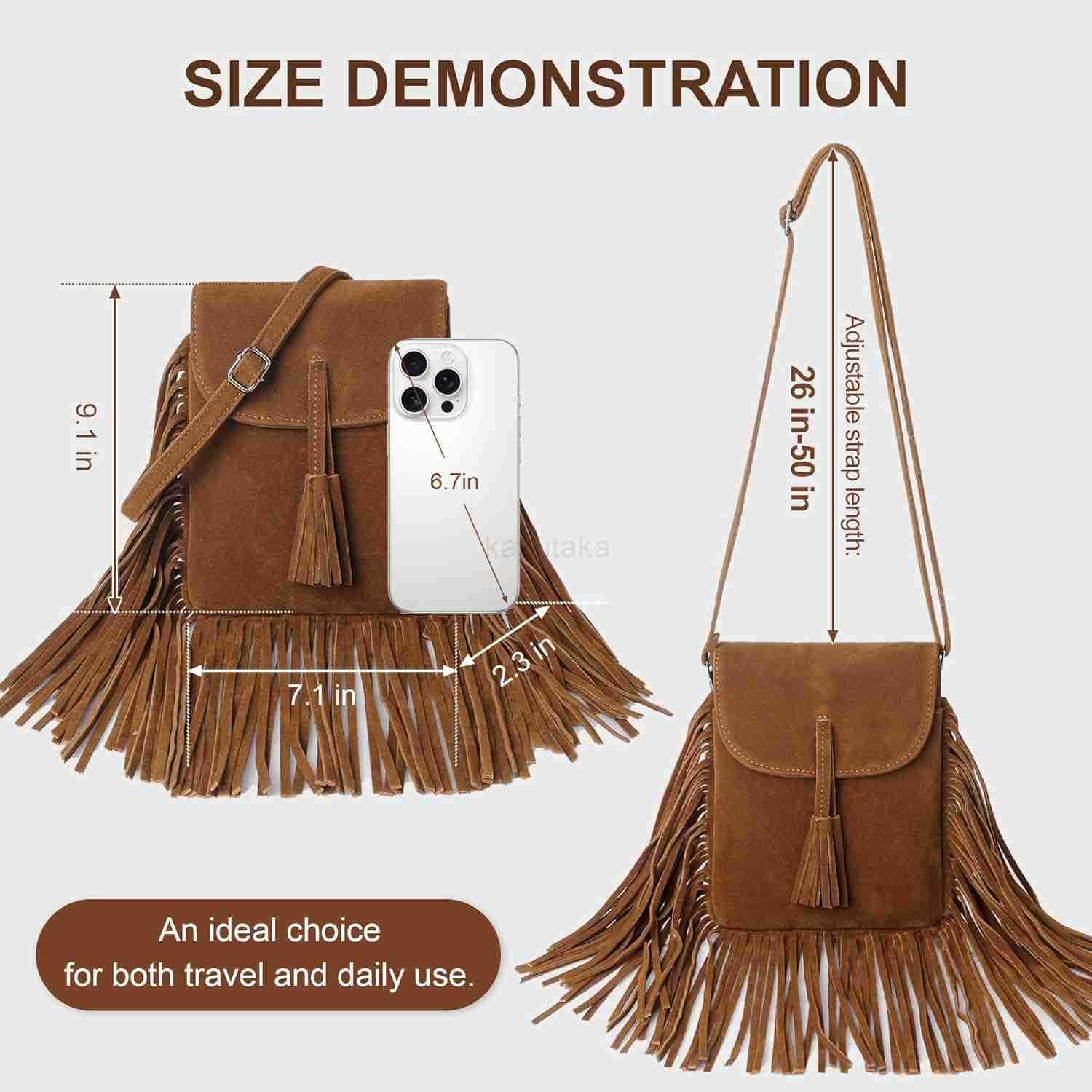 Small Crossbody Bags for Women Trendy Designer Cell Phone Bag Suede Tassel Wallet Purses with Card Slots Z250910