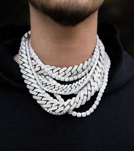 Hip Hop Jewelry Chain Necklace Fashion Men Miami 18K Solid Gold Jewelry Custom Full Diamond Moissanite Cuban Link Chain Price