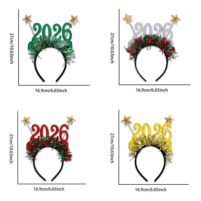 2026 New Shiny Christmas Hair Hoop Festive Christmas Ribbon Hair Hoop Holiday Party Decoration Supplies