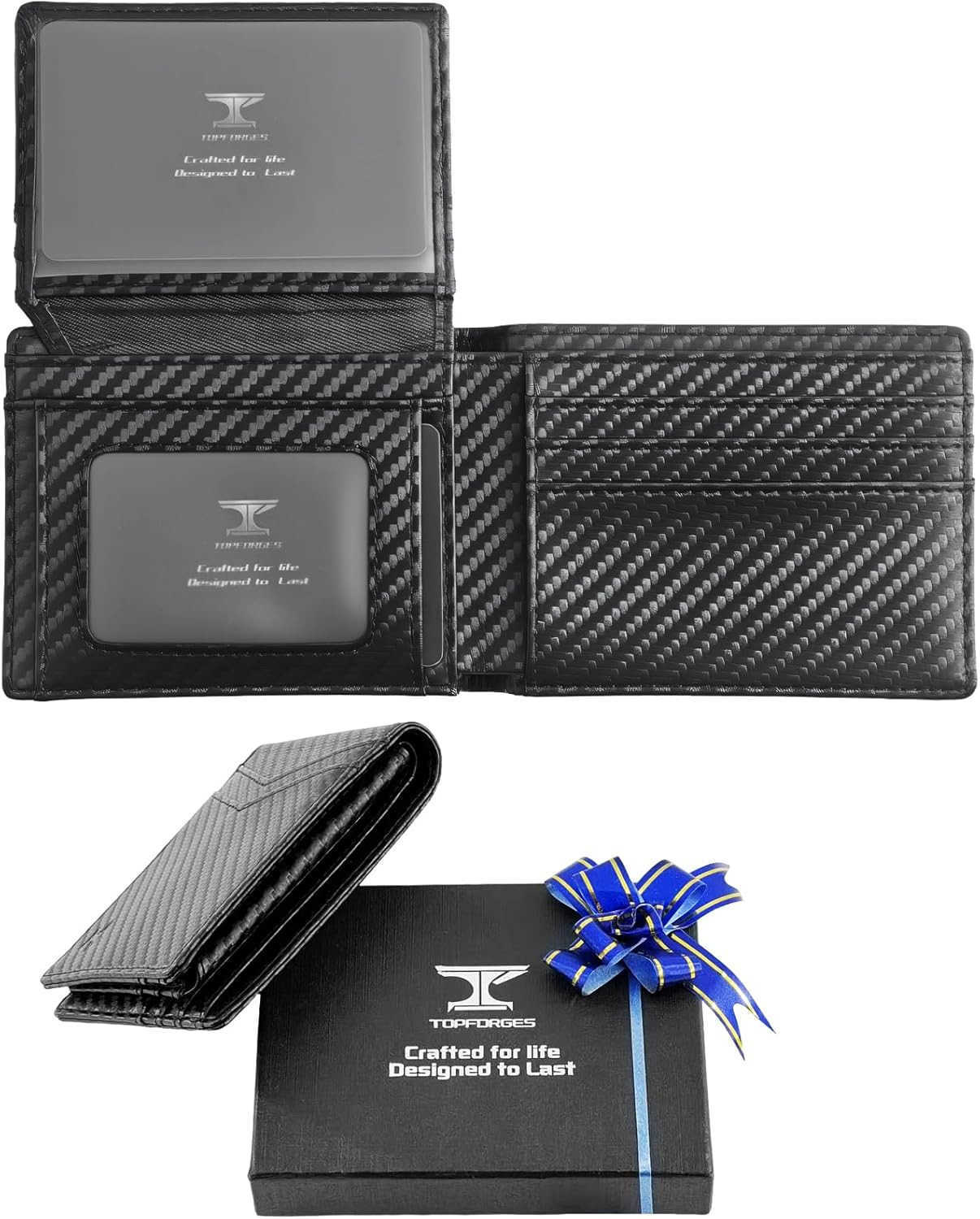 Leather Wallet for MenRFID Blocking Large Capacity 13 Card Slots Mens Wallet with 2 ID Windows and Cash Pocket Strong Stitching Slim Front Pocket Desi