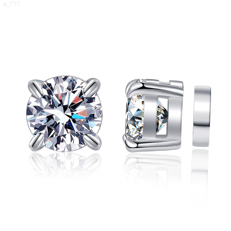 S925 Sterling Silver Moissanite Earrings for Men Women EarLess FourClaw Design Magnetic Cure Geometric Anniversary Parties