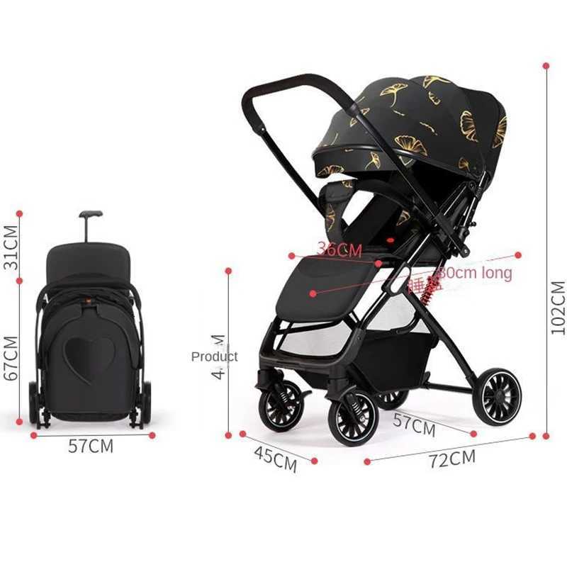 High Landscape Twoway Push Baby Stroller Can sit and Lie Down Lightweight Folding Cart Stroller Four Wheel Shock Absorption W250910