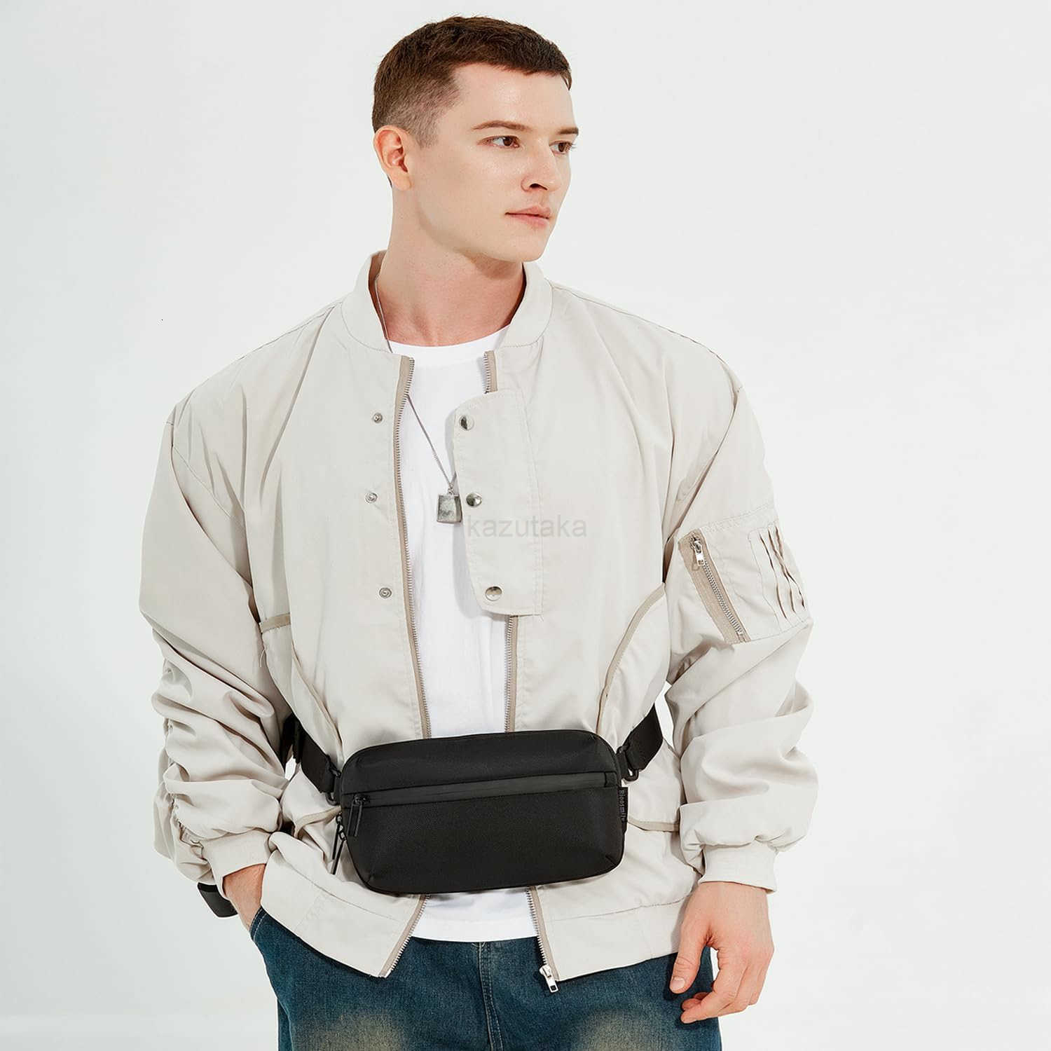 Crossbody bag Small Sling Bag Fanny Packs for Men WomenCross Body Fashion Waist PacksPhone Chest Shoulder Pack Black Belt Bag with Adjustable Strap Bl