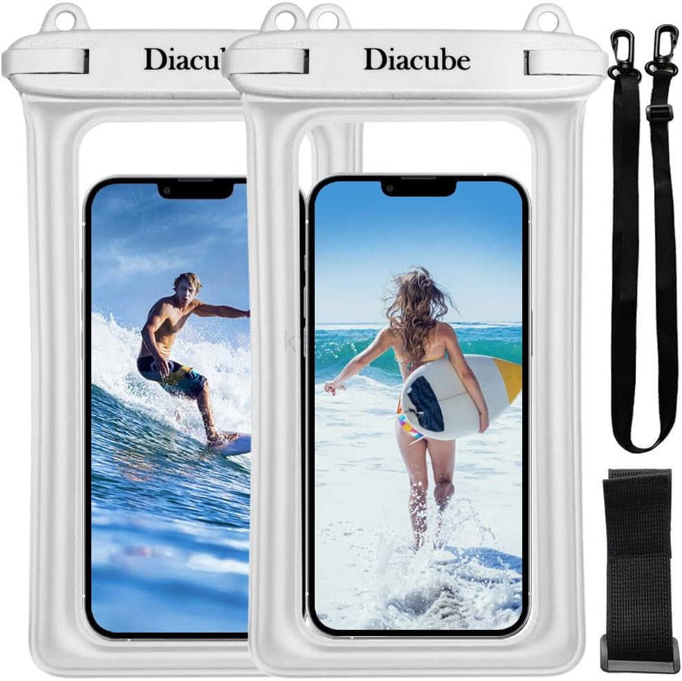 2Pack Waterproof Phone Pouch Universal IPX8 Floating Waterproof Case with Adjustable Lanyard for All Phones Up to 83 Beach Waterpark Travel Essentials