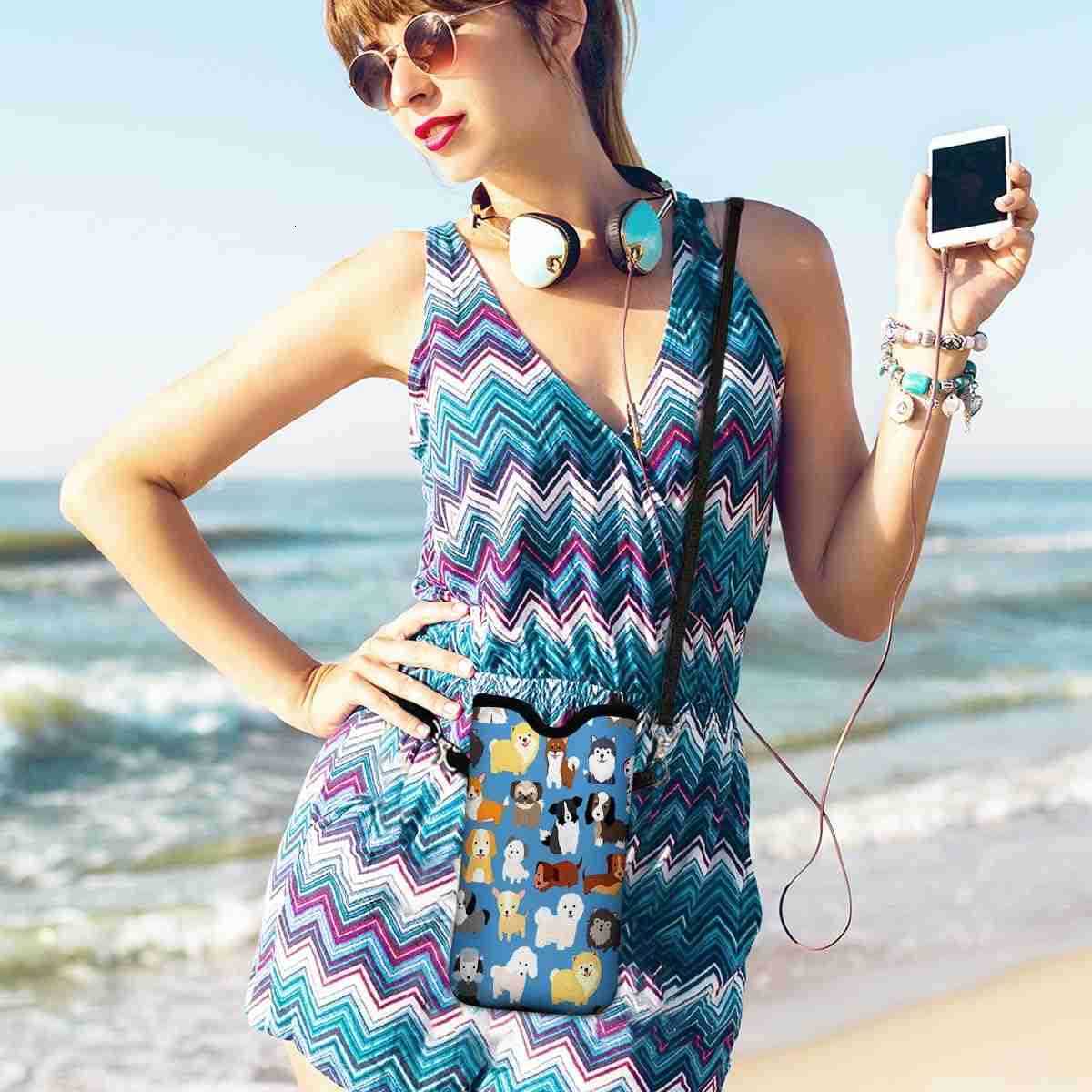 Cell Phone Pouch 75 X 43 in Cloth Mobile Protection Case Bag with Crossbody Strap Neck Lanyard Cell Phone Case Black Z250910