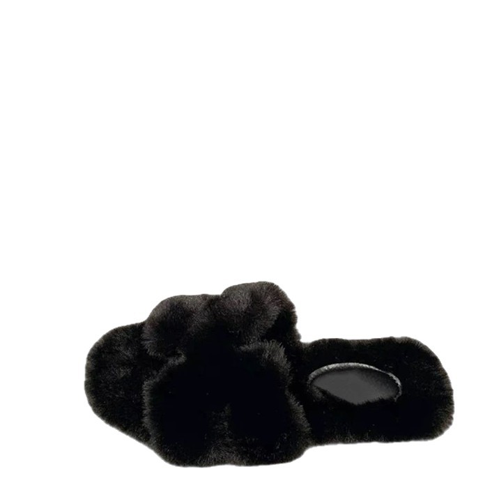 Free shipping Designer Slippers High quality fashionable commuting with velvet slippers for women wearing square cotton slippers outside black white