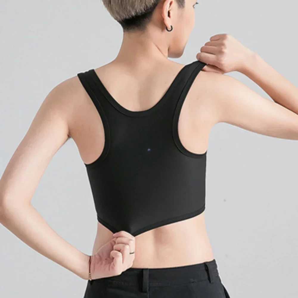 Women Breathable Chest Breast Binder Side Buckle Short Vest Tops Chest Binder Underwear Tank Tops Wireless Chest Wrap Bandages W250910