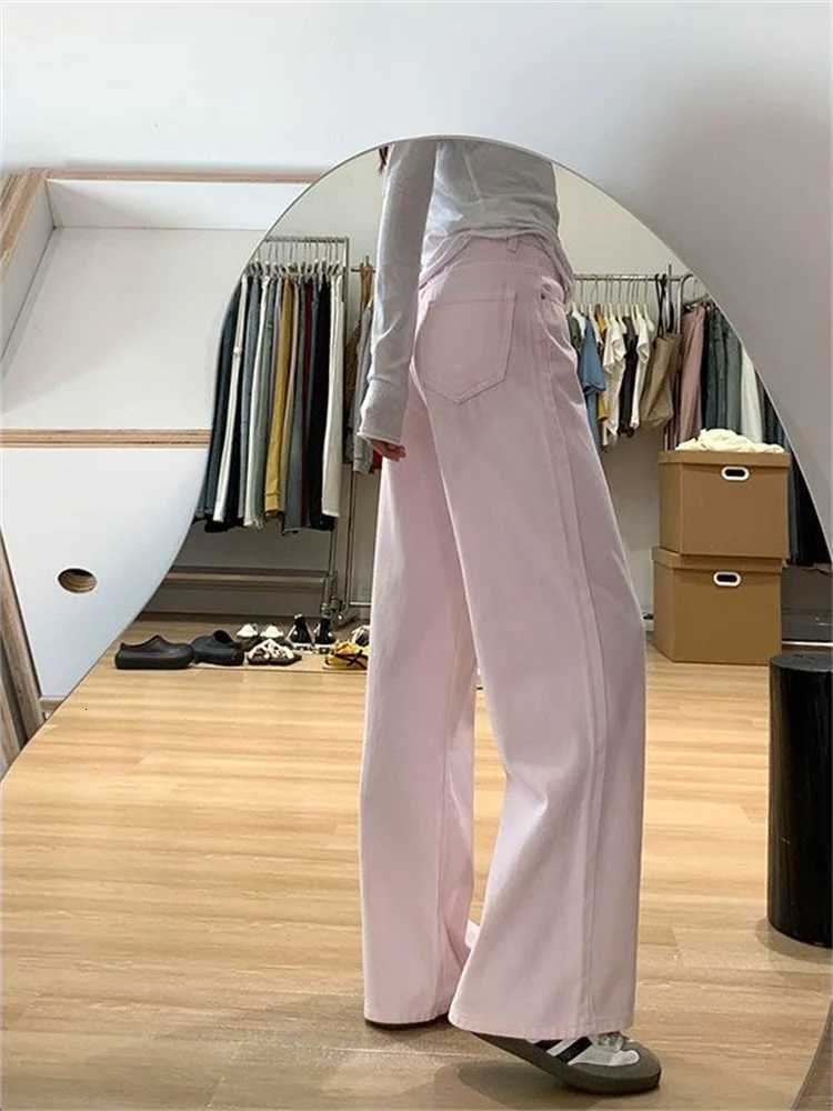 Botvotee Womens Pink Wide Leg Jeans High Waist Straight Denim Pants Loose Fit Trousers Y2k 2025 Fall Fashion Comfort Jeans Z250910