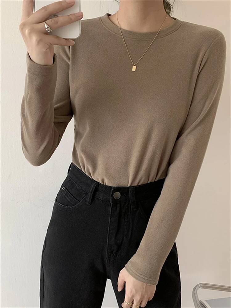 Winter Sweater T Shirt Women Oversize T-Shirt Woman Clothes Female Tee Tops Pullover Long Sleeve Tube Knitted Tshirt Top dongdumaoyi