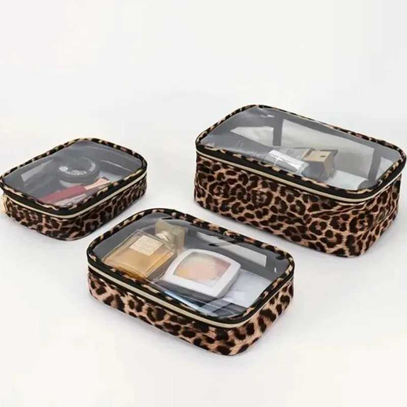 13pcs Leopard Print Transparent Makeup Bags Waterproof Large Capacity Travel Cosmetic Organizer Zipper Clear Portable Wash BagXJ250910