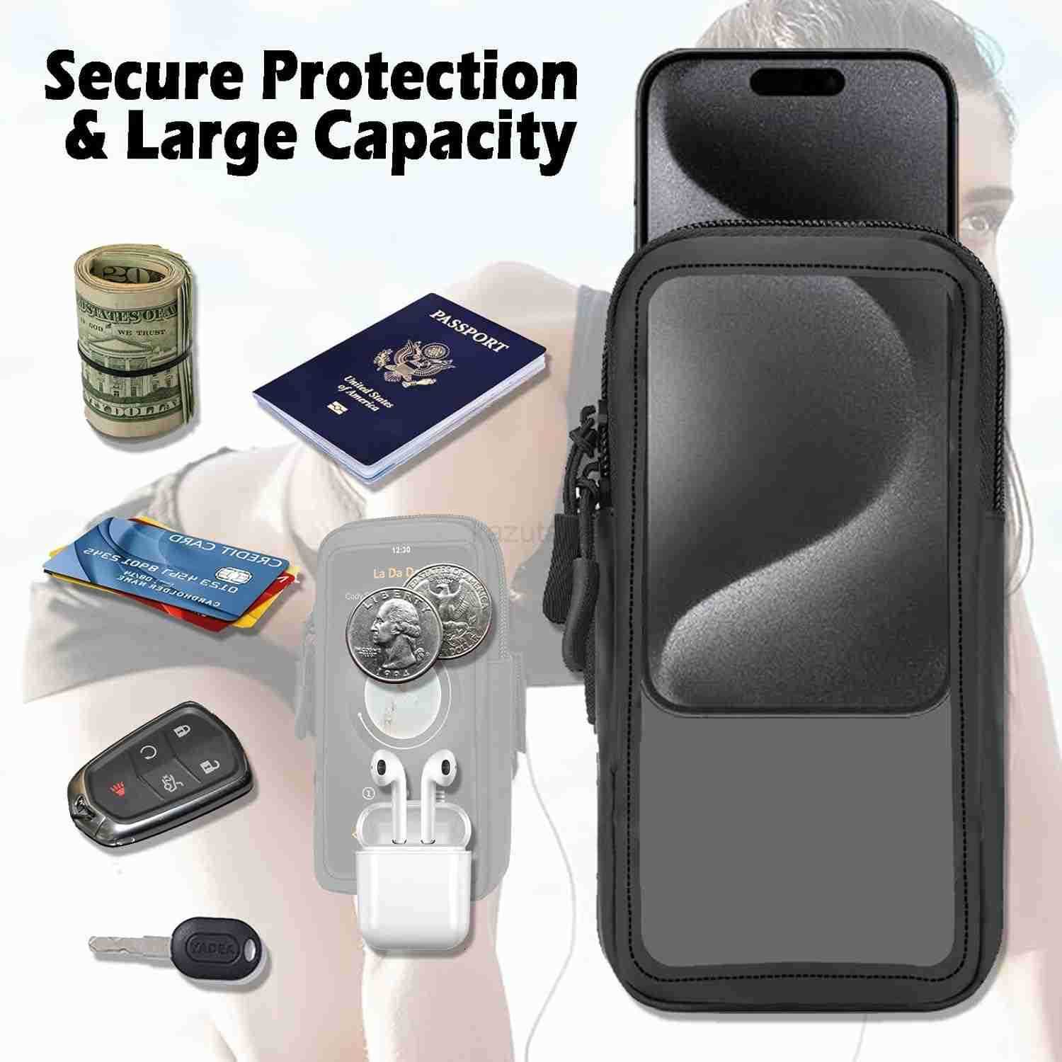 Phone Holder for Running Walking and Workout Adjustable Arm Band Armband for iPhone and Cell Phones Clear Crossbody Phone Pouch Purse with Strap for W