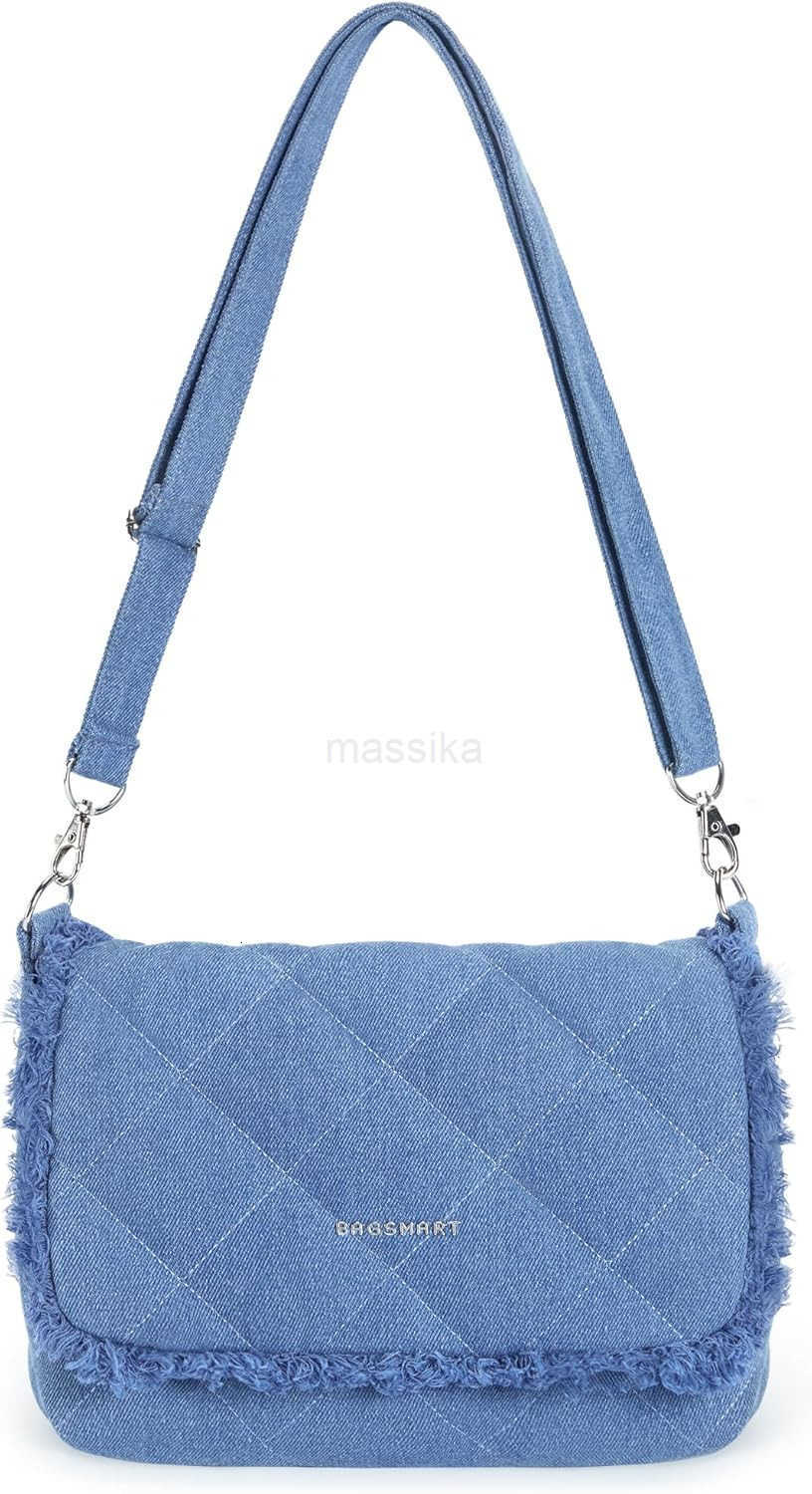Denim Purse Crossbody Bag for Women Jean Canvas Shoulder Bag Purse Handbag Retro Blue Tote Bag with Adjustable Strap M250910