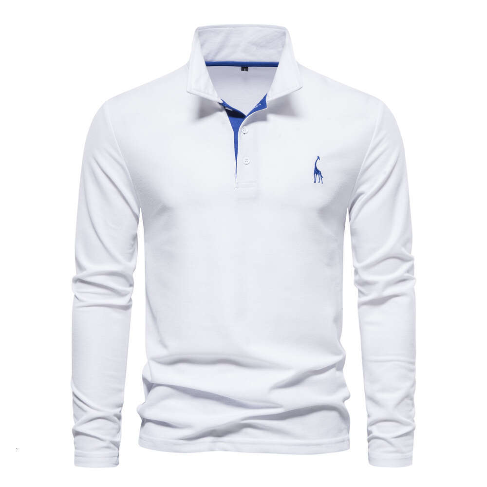 2024 Spring and Autumn New Cotton Polo Shirt Fashion Casual Men's Deer Embroidered Long Sleeve Wholesale Spot