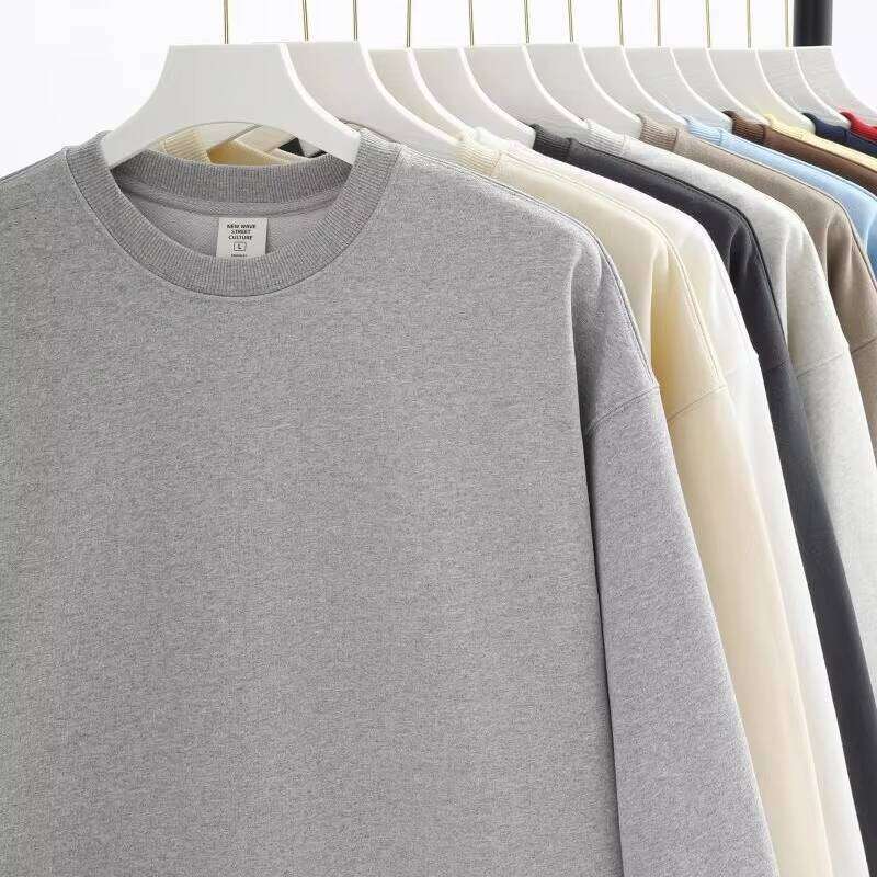 450g French Terry Crew Neck with Puff Print, Oversized Drop Shoulder, Heavyweight Blank Men's Sweatshirt