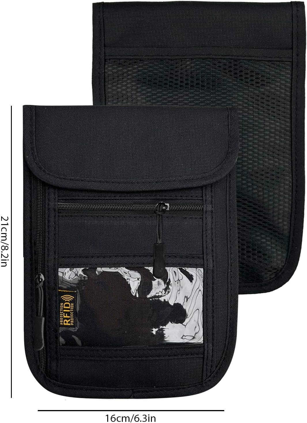 Blocking Travel Neck Wallet Pouch and Passport Holder Travel Neck Pouch Passport Holder for Women Men BlackZ250910
