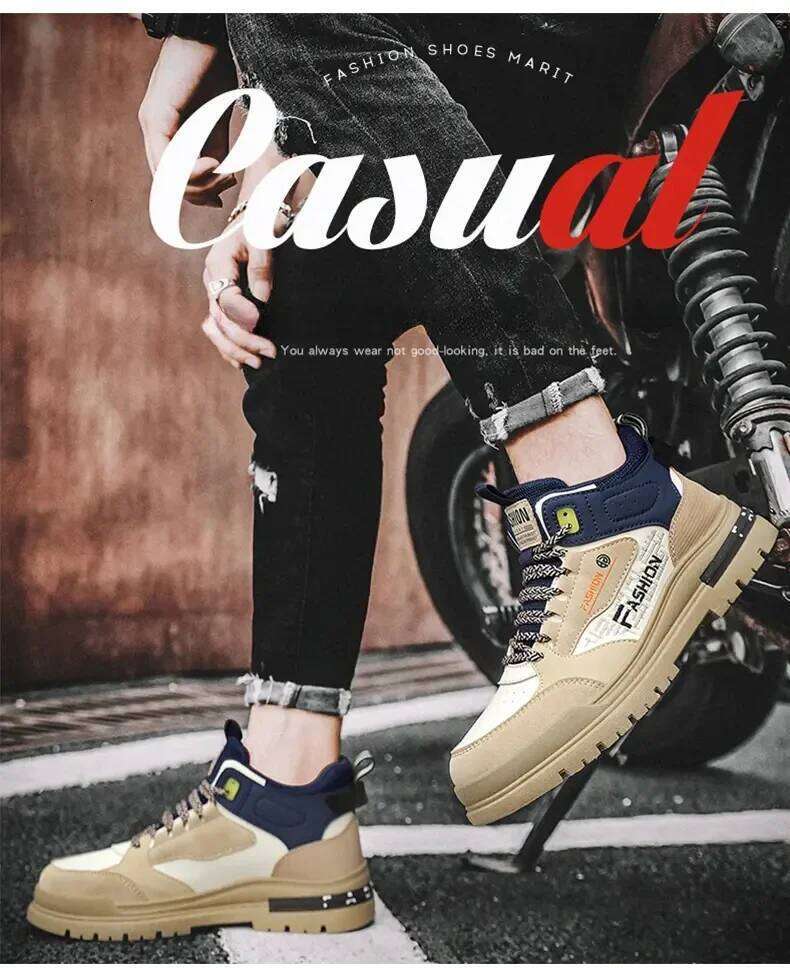 Fashion High Top Sneakers for Men Autumn New Casual Vulcanized Shoes Male Sport Shoes Outdoor Anti-slip Thick Sole Walking Shoes