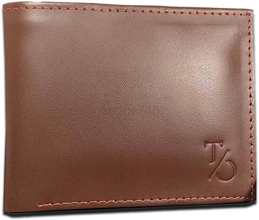 Leather Wallets For Men Genuine Wallet Slim Bifold with 6 Card Slots BrownZ250910