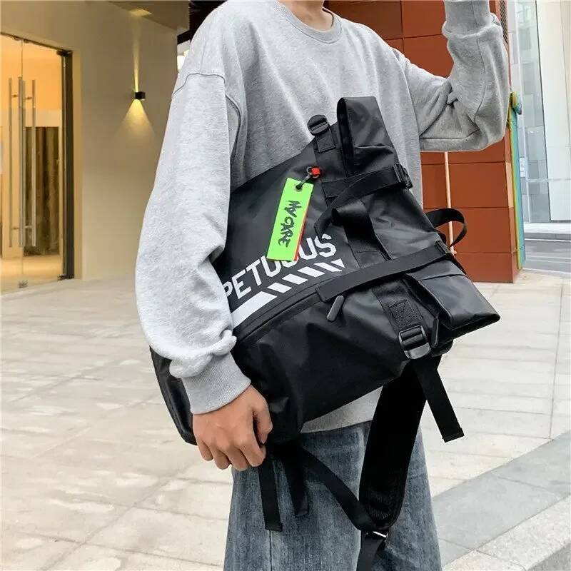 Oxford Men High Street Hiking Sport Rucksack School Bags Rolling Top Back Bag Causal Hasp Tactics Backpack for Male high-quality