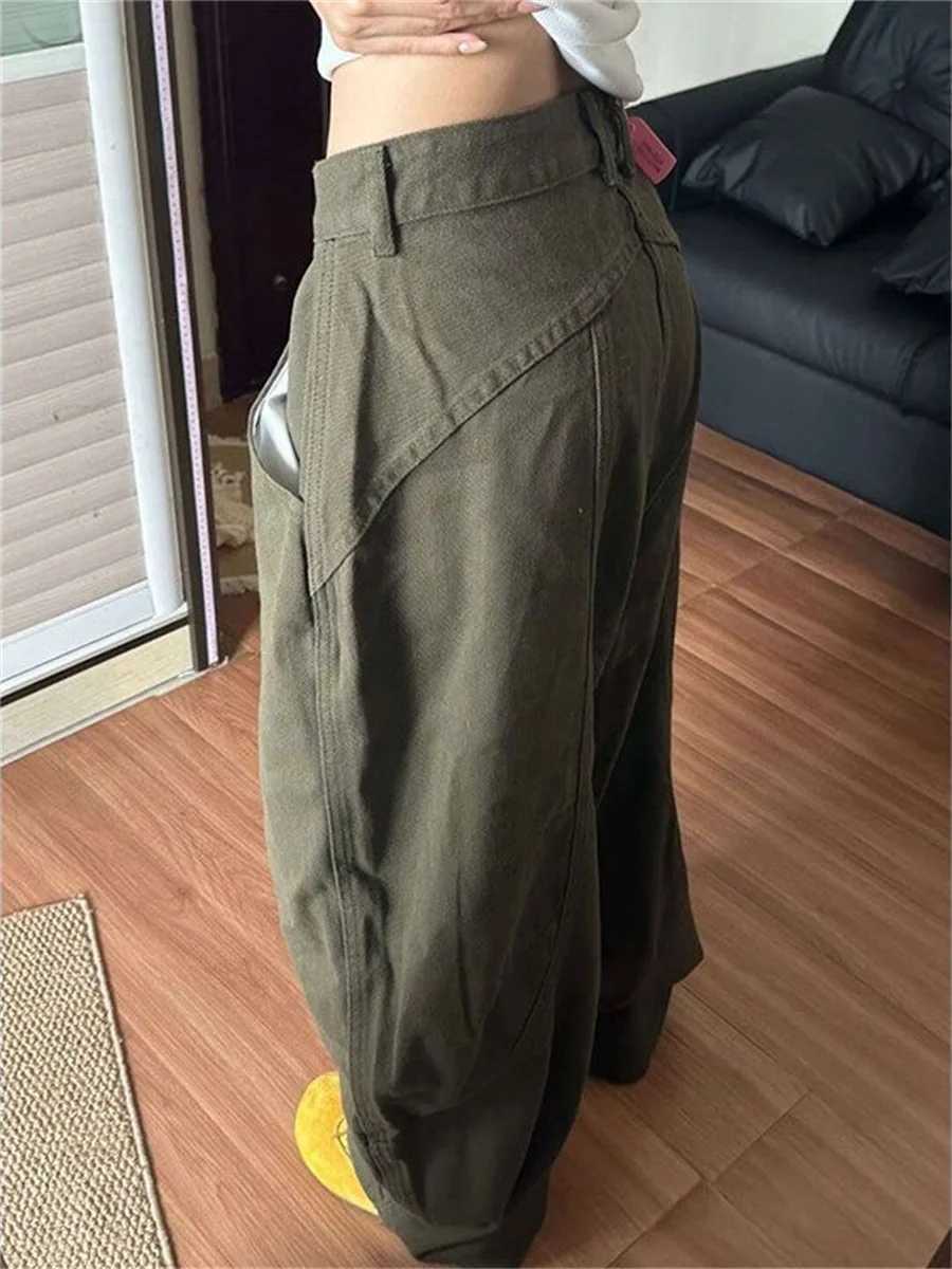 Botvotee Baggye Jeans for Women Army Green High Waist Loose Vintage Y2k Long Denim Pants Female Fashion Streetwear Washed Jeans Z250910