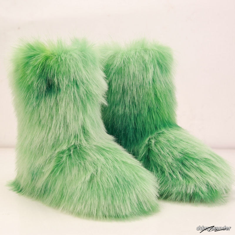 Women Boots Platform Shoes Winter Booties Pink Yellow Green Girl Women Snow Boot Ankle High Fur Snow Shoes ddmywonder ddmywonder ddmywonder ddmywonder