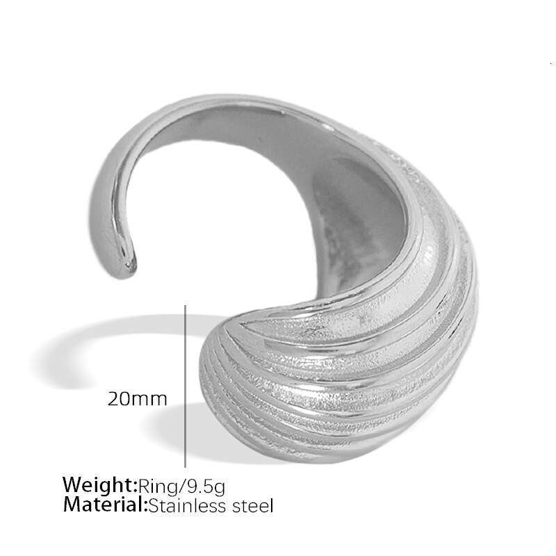 French Style Light Luxury Gold-Plated Geometric Stripe Hollow Earrings Ring Open Set Fashion New Model