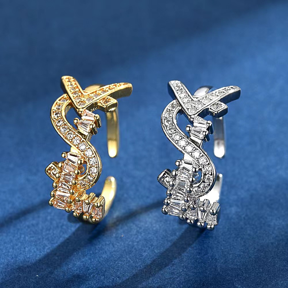Luxury Brand Designer Jewelry Letter Open Ring Fashion Niche Design Sense Index Finger Ring Elegant High-End Light Luxury Hand Jewelry For Women Wholesale