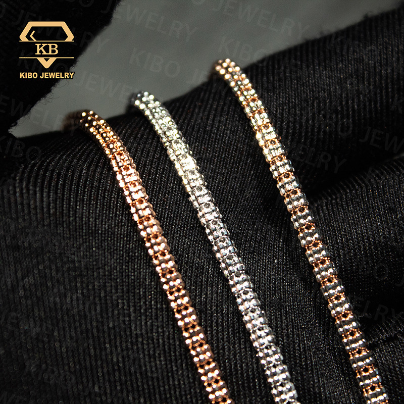 Wholesale Price High Quality Moon Ice Chains New Design Tennis Necklace Gold Plated 34mm 925 Silver Iced Chains