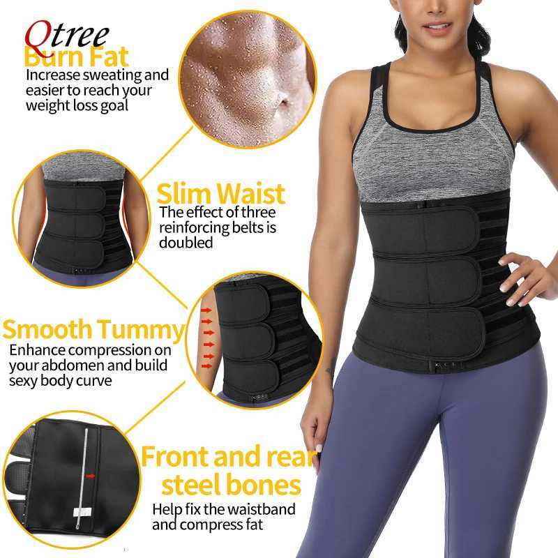 Qtree Body Shapewear Women Waist Corset Belly Cincher Trimmer Weight Loss Slimming Sweat Belt Sauna Strap Tummy Control W250910
