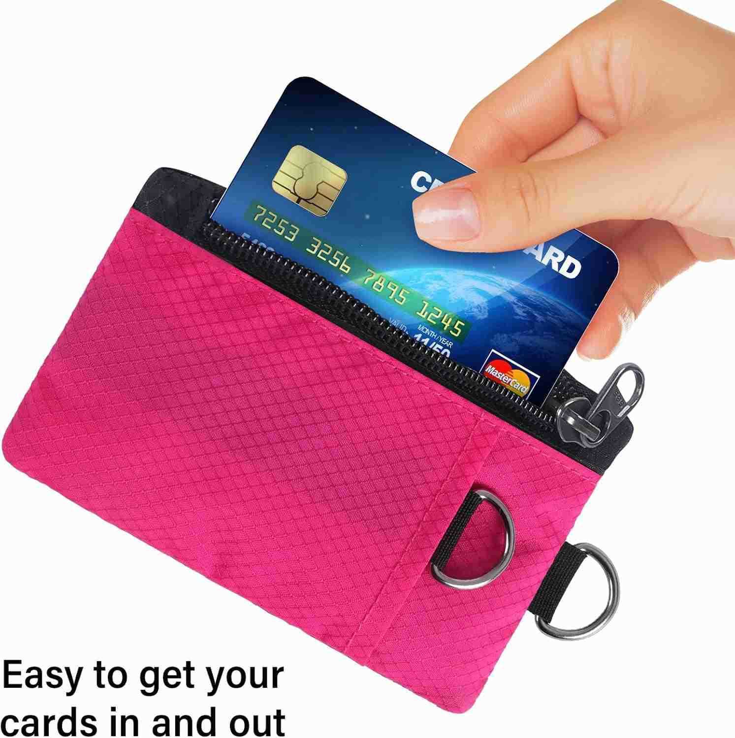 RFID Blocking Wallet Minimalist Wallet for Men Small Wallet for Women with Lanyard Keychain ID Holder Zipper for Cards Coins Travel Waterresistant Pin
