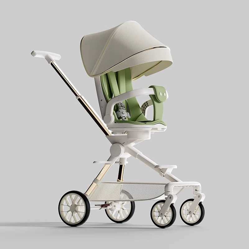 High Landscape Stroller Lightweight Folding Can Sit and Lie Down with Dinner Plate Oversized Storage Pocket Baby Stroller W250910