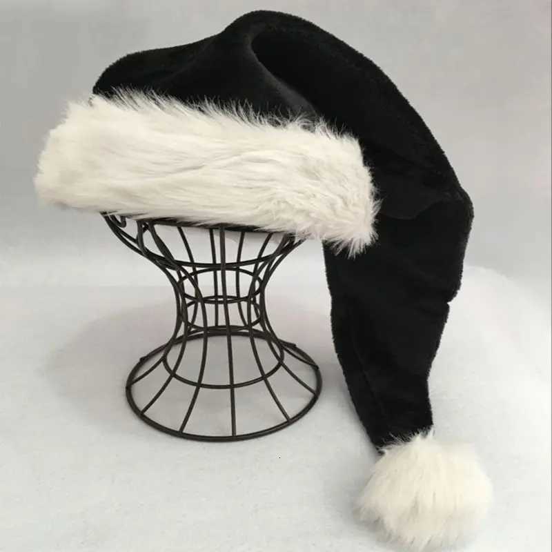 75cm Adult Black Plush Long Christmas Hat Xmas Costume SantaXJ250910