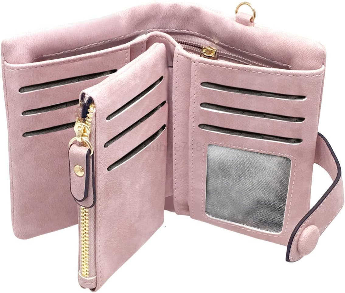 Wallets for Women Bifold Small Rfid Soft Leather Ladies Wallets Trifold Womens Wallets Billfolds Mini Wristlet Clutch Cute Zipper Coin Purse with Wris