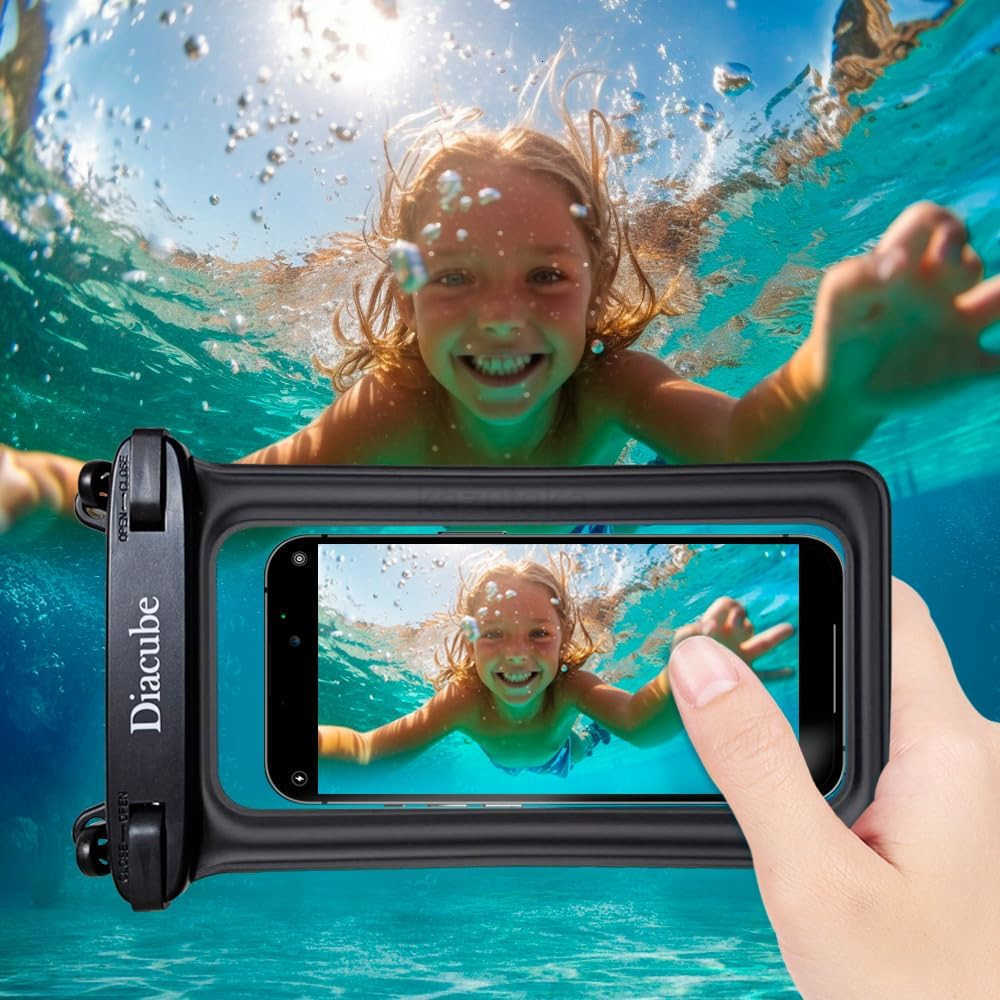 2Pack Waterproof Phone Pouch Universal IPX8 Floating Waterproof Case with Adjustable Lanyard for All Phones Up to 83 Beach Waterpark Travel Essentials