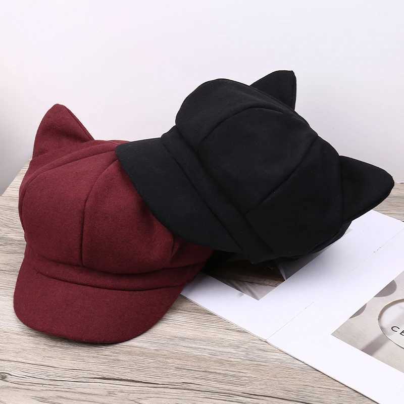 Fashionable Solid Color Simple Versatile Lightweight Breathable Comfortable Cute Fresh Cat Ear Decoration Street Style Sun HatXJ250910