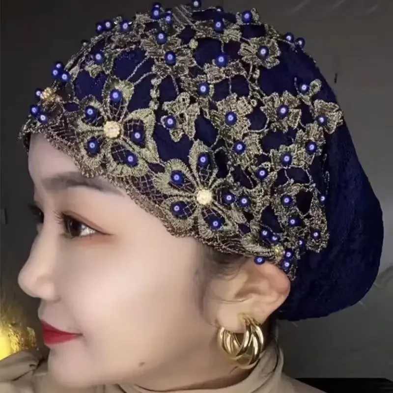 Ladies Personality Ethnic Beaded Hat Gauze Scarf scarf New Fashion scarf Plover Hat Ladies Baotou Hat T003 G250910