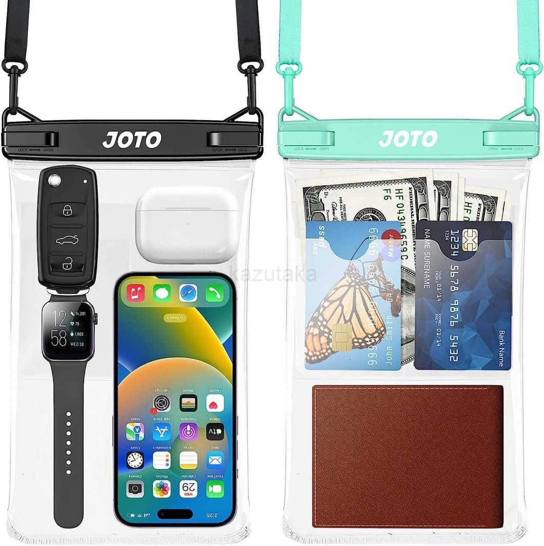 2 Pack Large Waterproof Phone Pouch Bag IPX8 Big Underwater Dry Bag with Lanyard for iPhone 16 15 14 Plus Pro Max S24 S23 Ultra Airpods Cash CARD Esse