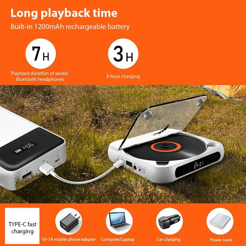 Bluetooth Compatible LCD Screen Car CD Player A B Repeat Mah Battery Gift For Friend Family Student
